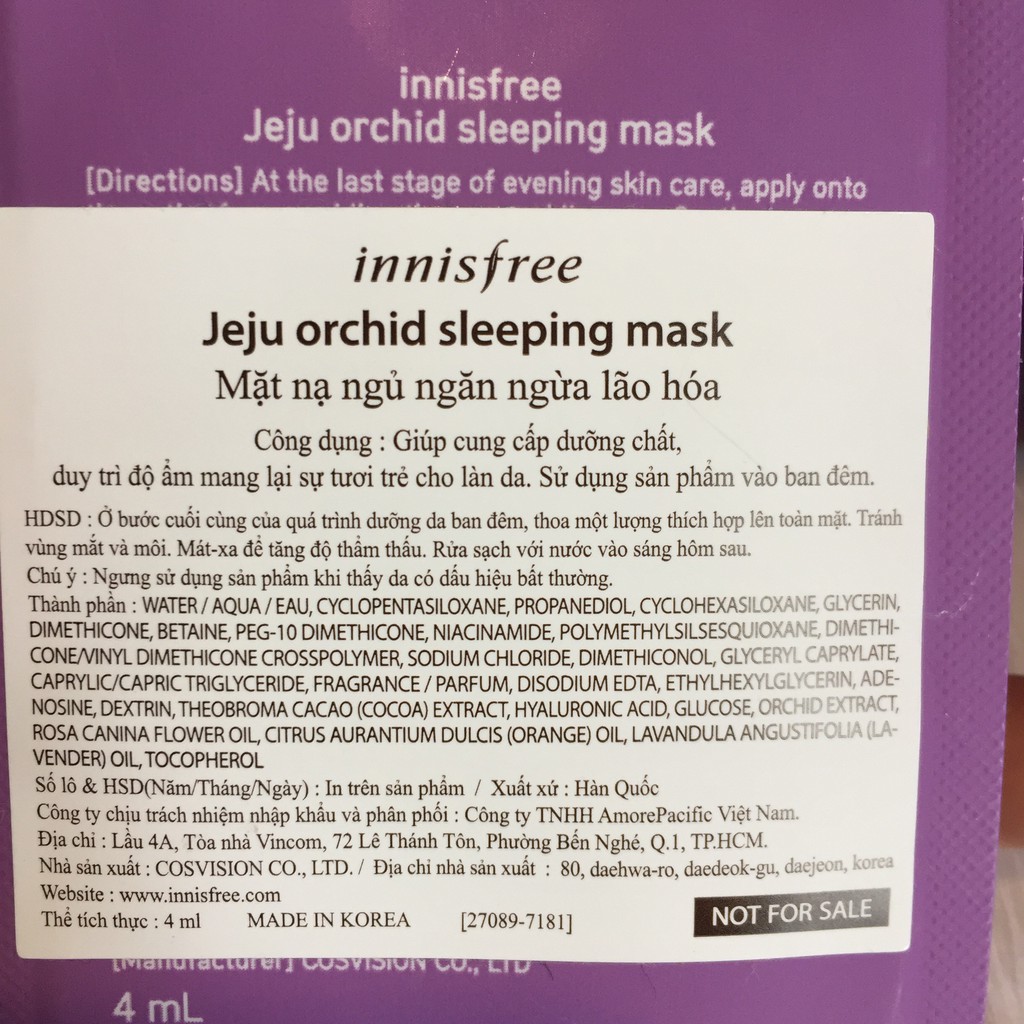Sản phẩm dưỡng da ngăn ngừa lão hóa Jeju Orchid Enriched Essence - 15ml/ Sleeping Mask - 4ml