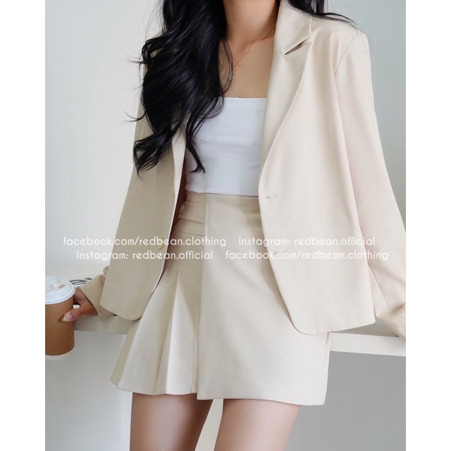 Áo blazer và chân váy xếp ly - Valerie - RED BEAN