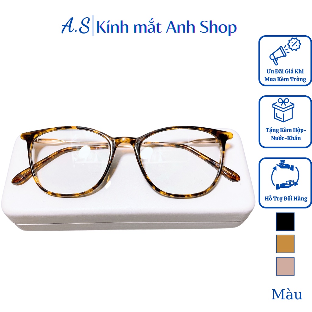 Gọng kính cận bầu thời trang chất liệu nhựa kết hợp kim loại 1889