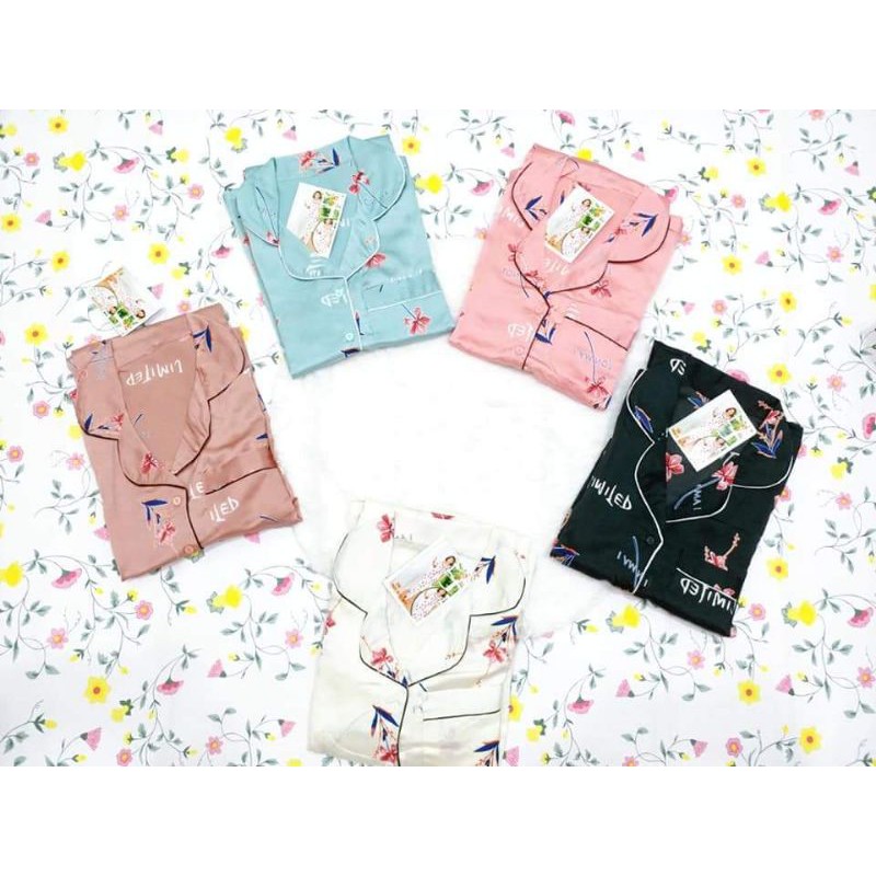 bộ lụa satin quần dài áo cộc