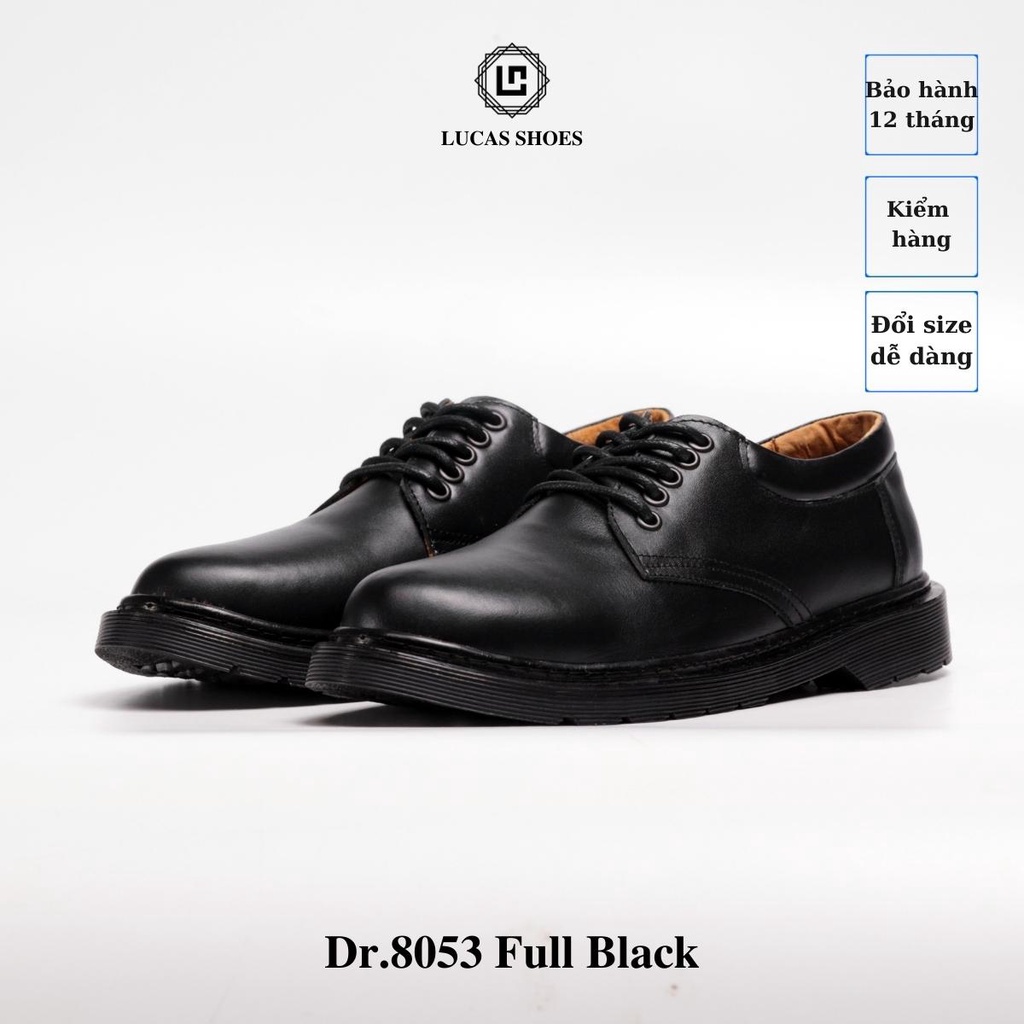 Giày tây nam, giày da Dr.8053 FULL BLACK da bò Nappa, Lucas Shoes bảo hành 1 năm | BigBuy360 - bigbuy360.vn