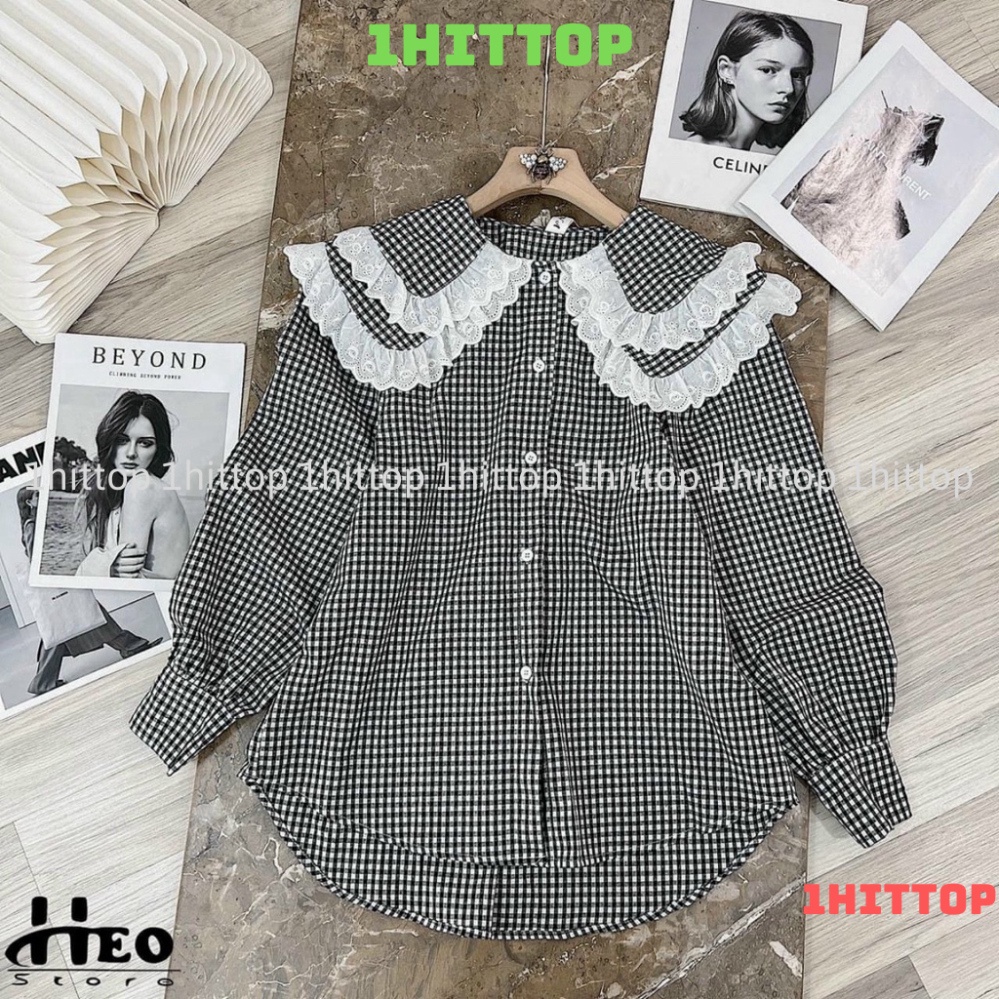 Áo babydoll kẻ 2 lá bèo hàng đẹp HA0004 1hittop