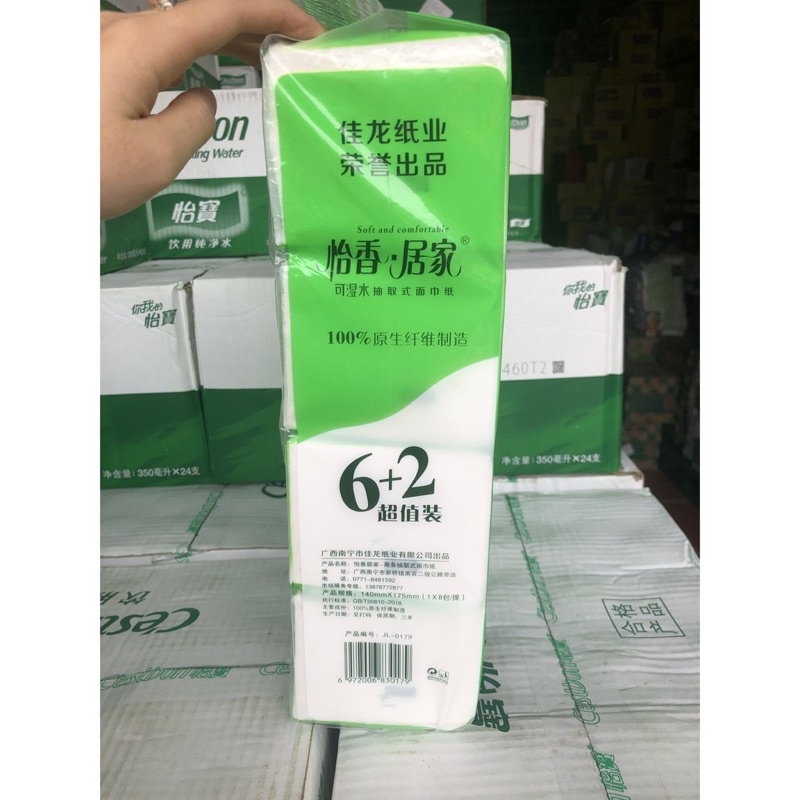 Dây 8 gói giấy ăn rút Trà xanh Nội địa trung   . Hàng Loại 1 có chữ R