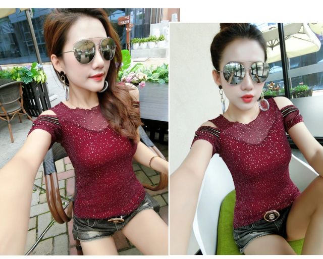 #Áo thun nhũ cao cấp - áo hở vai cách điệu | BigBuy360 - bigbuy360.vn