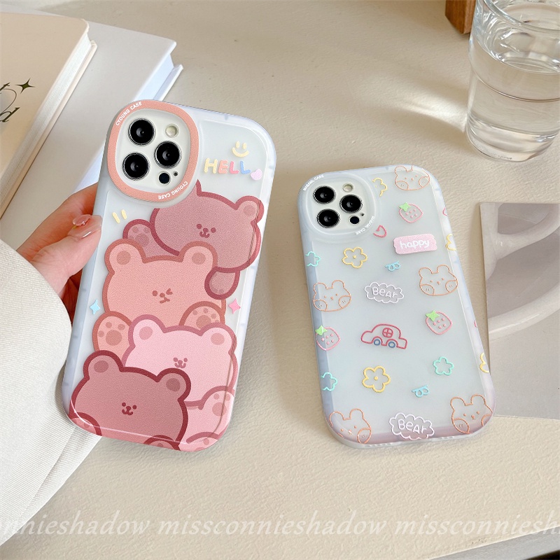 MissConnie Ốp Điện Thoại TPU Mềm Hình Gấu/Thỏ/Hoa/Quả Dâu Bảo Vệ Camera Cho iPhone 7 8 Plus XR X XS Max 11 12 13 Pro Max SE 2020