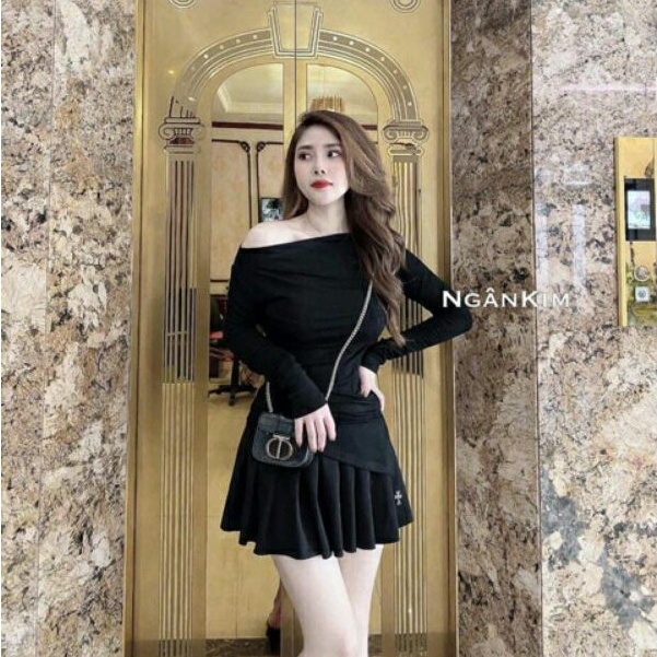 Áo trễ vai lệch vạt chất thun bozip siêu dãn nhiều màu xinh