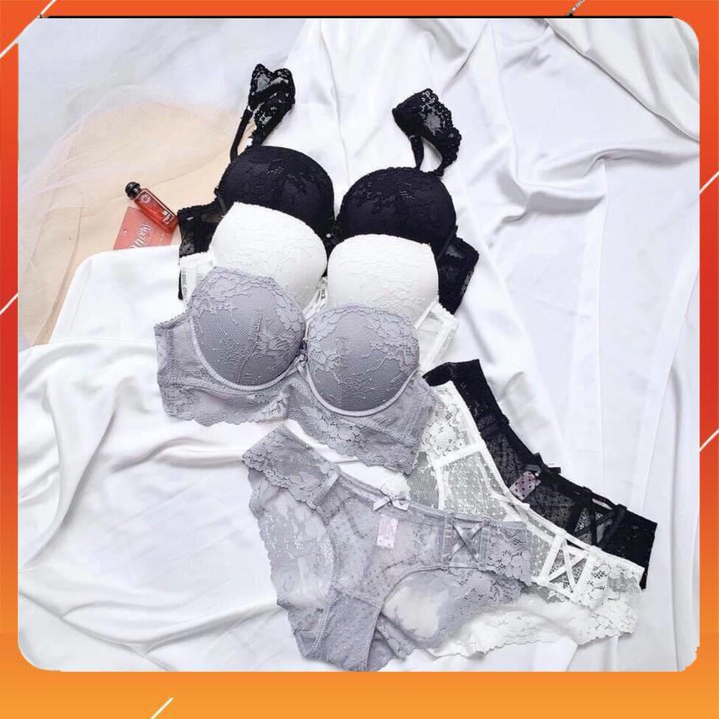 Set bộ đồ lót nữ ren áo không gọng, đệm mút 3cm dành cho các nàng có V1 trung bình nhỏ, Mã B25288