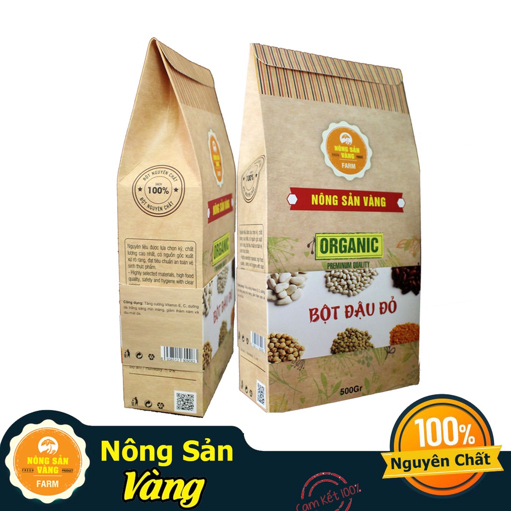 Bột Đậu Đỏ Nguyên Chất 500gr, Đắp Mặt Nạ Detox (Handmade) - Nông Sản Vàng