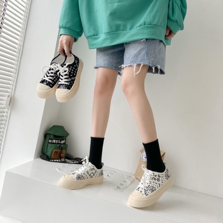 Fashionable Ulzzang Print Wedges Canvas Shoes Sneaker Women Shoes