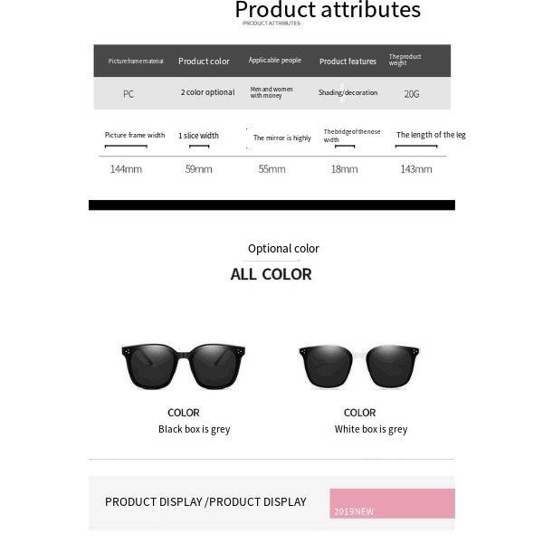 Kính Mát Gọng Vuông Màu Đen Thời Trang Cho Nam Nữ