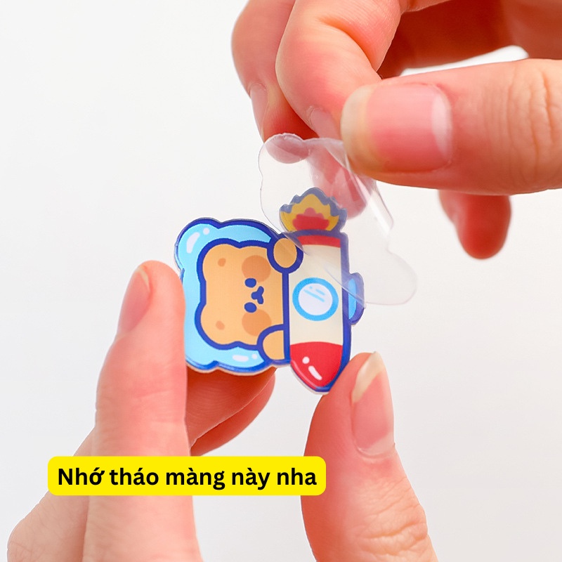 Pin cài áo balo túi xách acrylic hình thú và phi hành gia