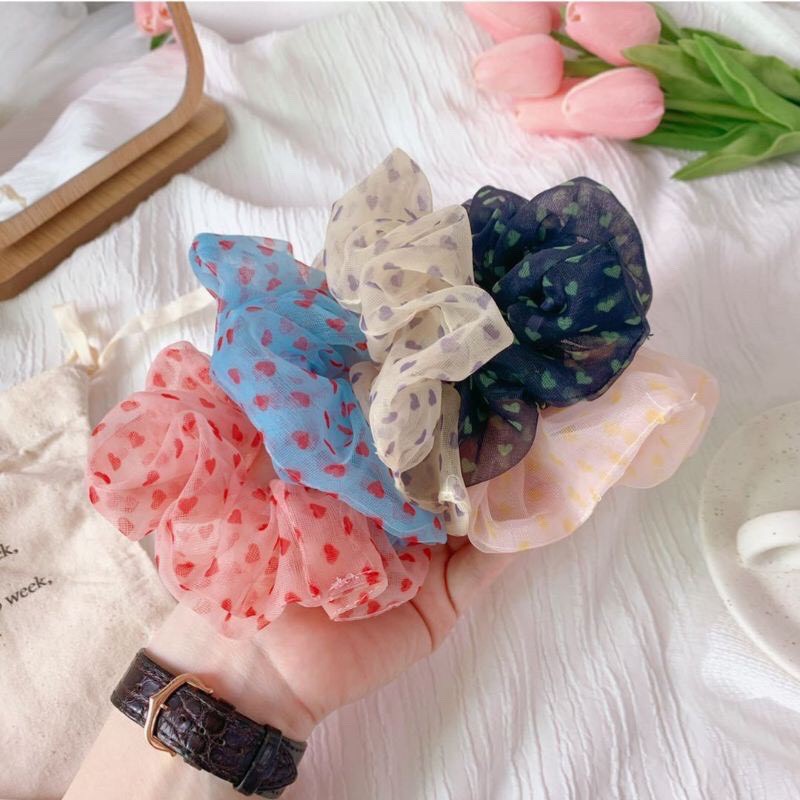 Cột Tóc Vải Scrunchies Nhiều Hình Họa Tiết Cực Xinh Cực Hot (Ngẫu Nhiên)