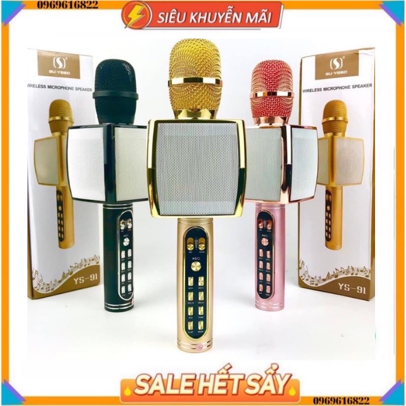 MICRO Không Dây Cầm Tay YS91, mic karaoke bluetooth hỗ trợ thu âm