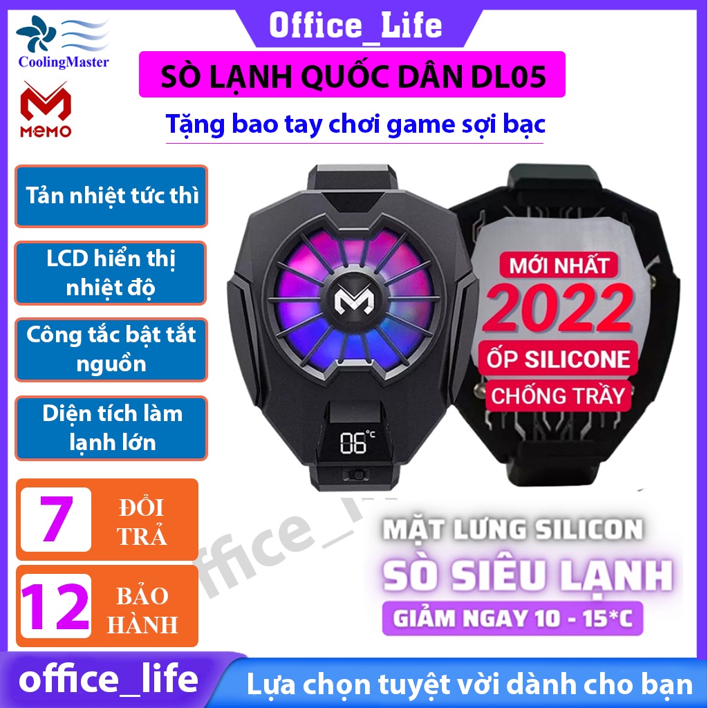 Quạt tản nhiệt điện thoại DL05 siêu lạnh, hiển thị nhiệt độ, led RGB, bản mới nhất
