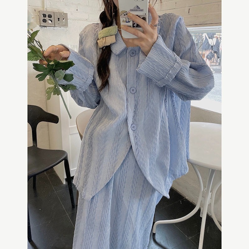 Set Áo Sơ Mi Cổ Bẻ Phối Chân Váy Lưng Cao Ôm Dáng Thời Trang Xuân Hè Hàn Quốc Xinh Xắn Cho Nữ