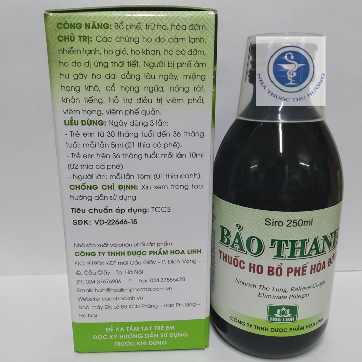 [CHÍNH HÃNG] Siro Bảo Thanh - Bổ phế trừ ho, hóa đờm