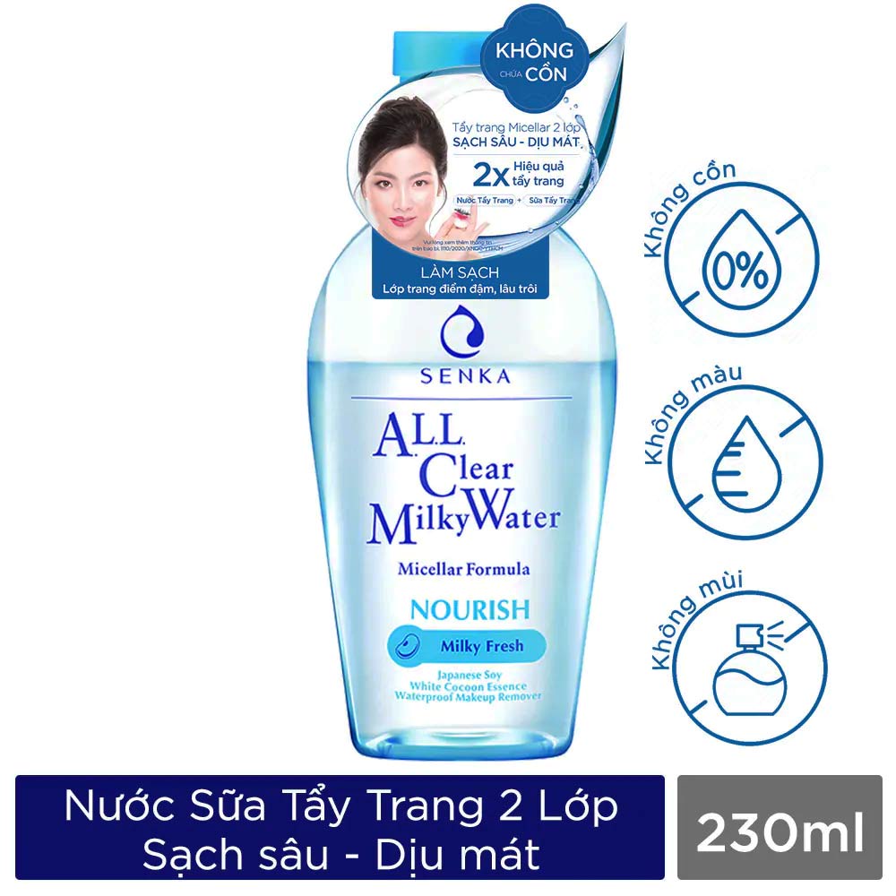 Nước Sữa Tẩy Trang 2 lớp Senka A.L.L Clear Milky Water 230ml - Khongcoson