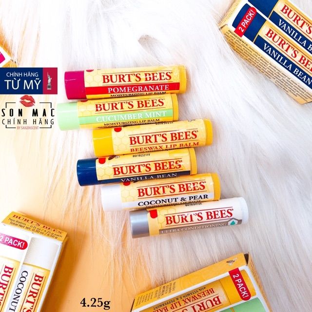 [BILL MỸ] Son dưỡng môi Burt's Bees Moisturing Lip Balm 100 % Natural 4.25g