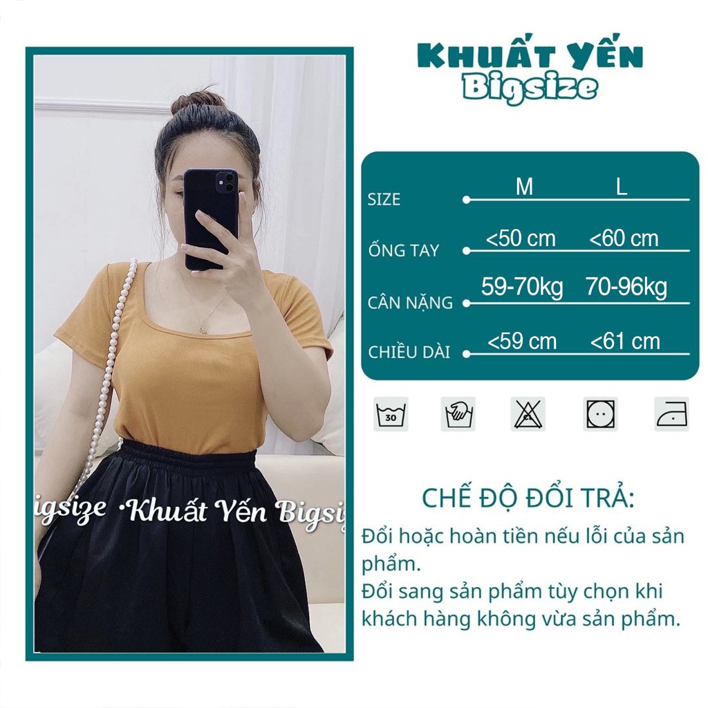 Áo thun Khuất Yến bigsize nữ kiểu cổ vuông tay ngắn form rộng nhiều màu 50kg đến 100kg | BigBuy360 - bigbuy360.vn