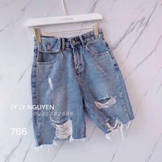 Quần ngố Jeans lưng cao túi kiểu