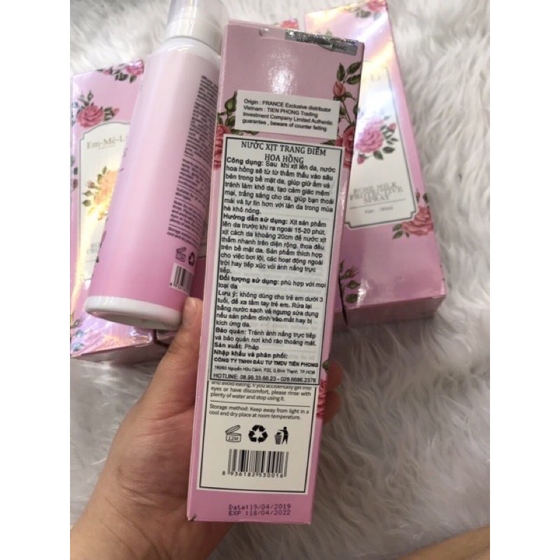 Nước xịt trang điểm hoa hồng Emmeli Pháp | BigBuy360 - bigbuy360.vn