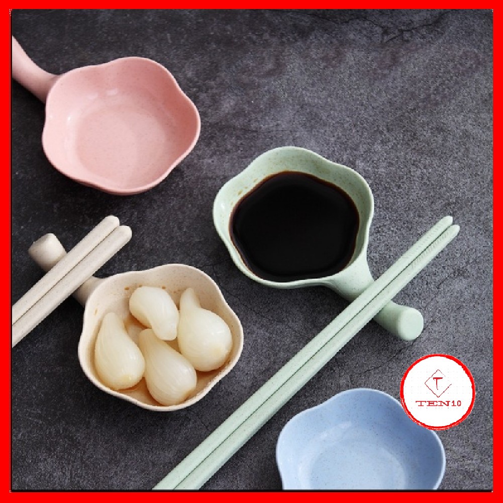 Chén đựng nước chấm gia vị nhựa lúa mạch có tay cầm hình bông hoa trang trí bàn ăn