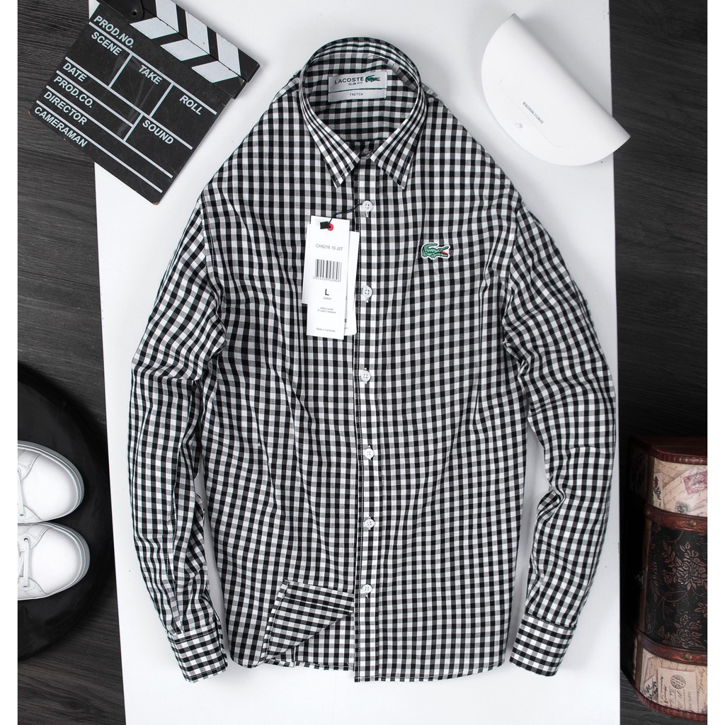 Sơ mi nam caro nhí Lacost dài tay cổ bẻ cao cấp | BigBuy360 - bigbuy360.vn