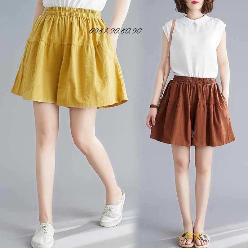 Quần nữ đùi giả váy xoè chất đũi siêu mát