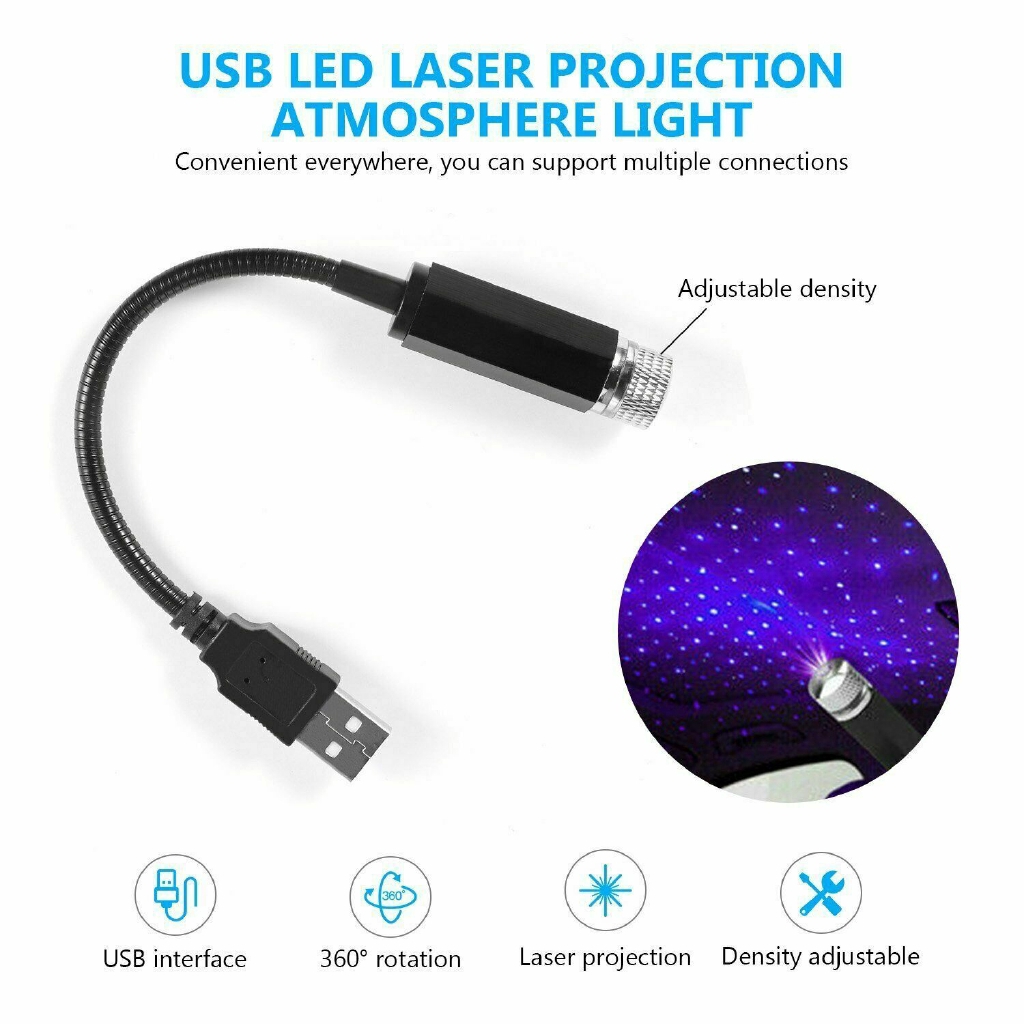 Đèn Led Chiếu Trần Xe Hiệu Ứng Sao Cổng Usb Trang Trí Nội Thất Ô Tô