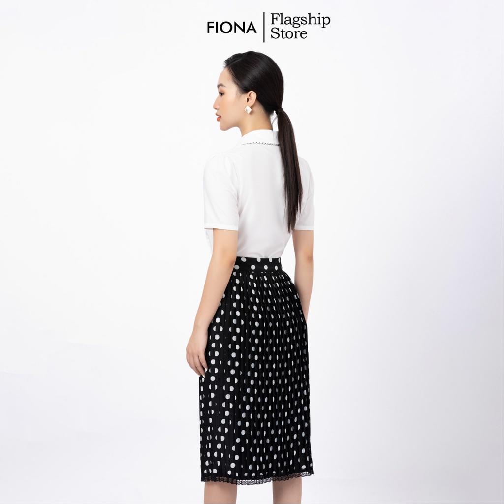 Chân váy công sở FIONA, chân váy nữ dáng dài qua gối, họa tiết chấm bi F251608