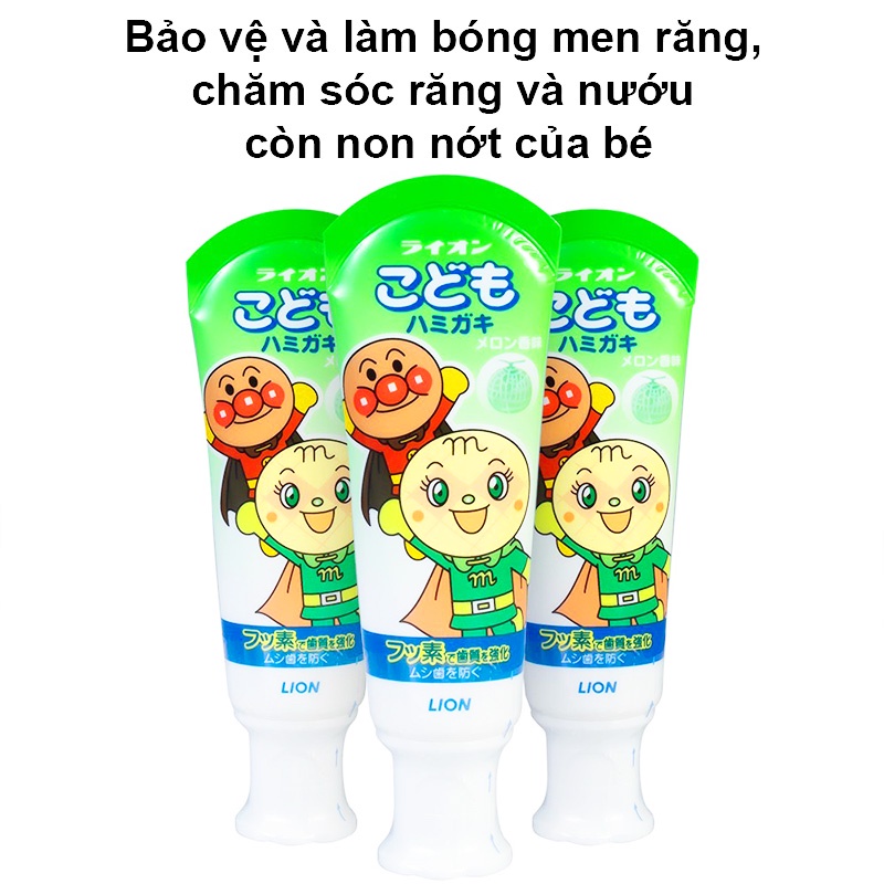 Kem đánh răng trẻ em, Kem đánh răng cho bé nuốt được Lion nội địa Nhật Bản hương vị ngọt cho bé  Baby-S – SI017