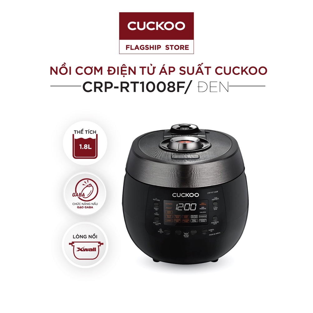 Nồi cơm điện tử áp suất Cuckoo 1.8 lít CRP-RT1008F - Lòng nồi phủ men chống dính XWall Diamond - Hàng chính hãng