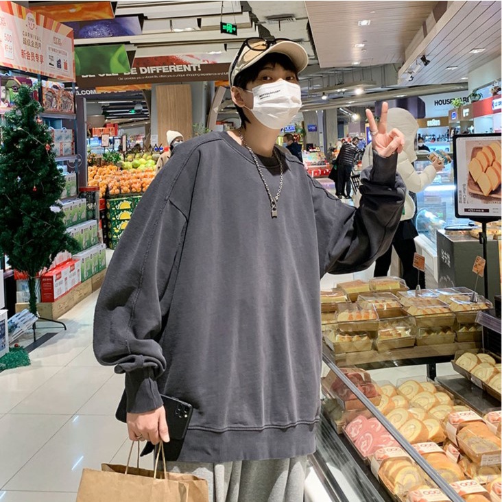 Áo hoodie nam nữ unisex dài tay, sweater cổ tròn form rộng thu đông áo sweater trơn nam nữ form rộng, áo tay dài unisex