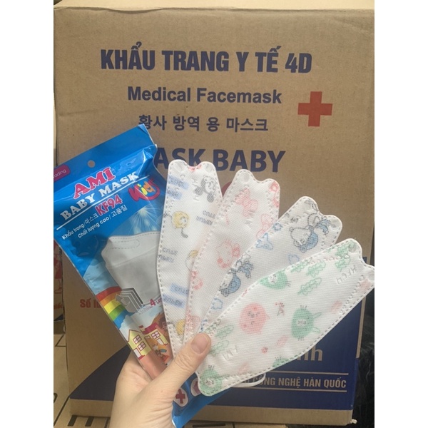 sỉ 1 thùng khẩu trang KF94 trẻ em Ami (3-12t) hàng chính hãng mix màu