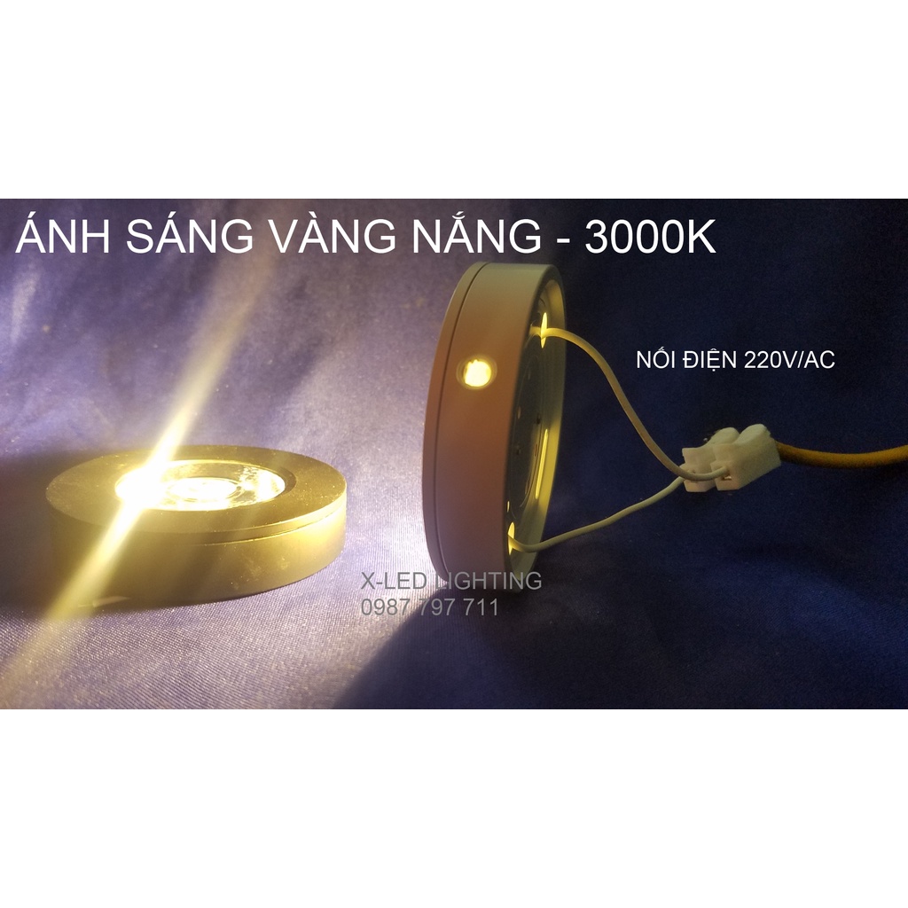 Đèn trang trí tủ, nổi, mini  - 3w - tròn