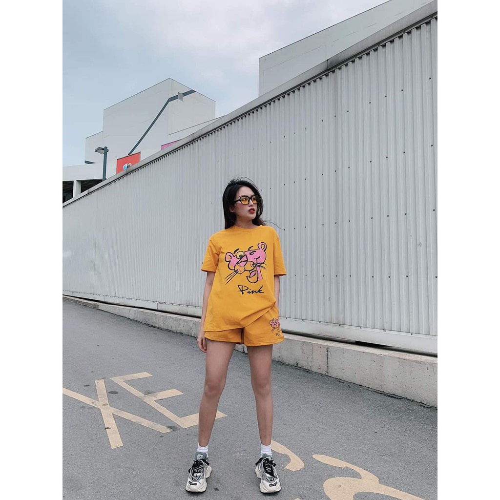 BỘ THUN NỮ MẶC NHÀ CHỮ PINK NHIỀU MÀU IN HÌNH CHÚ BÁO CUTE