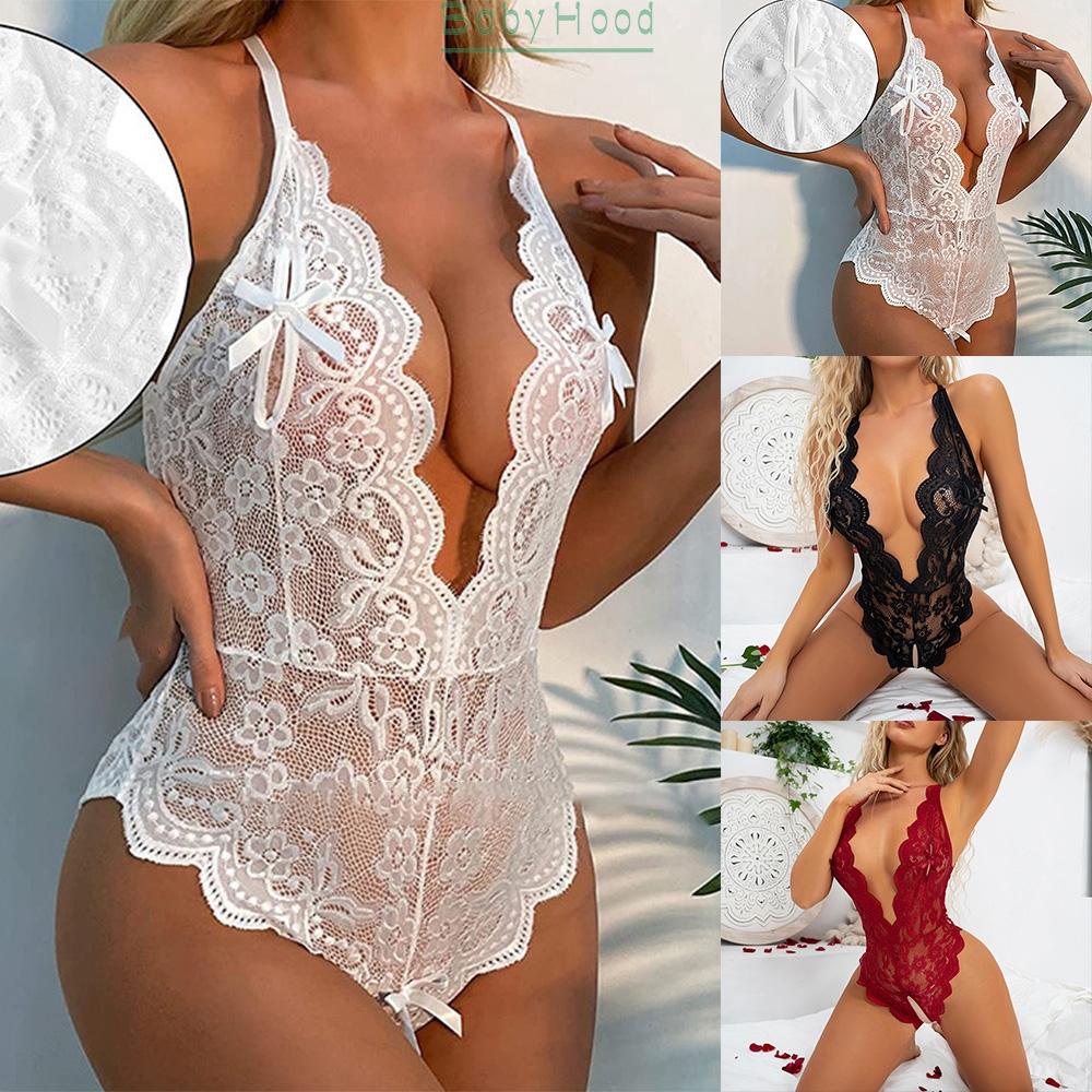 Women Bodysuit Sexy Lingerie S~ 2XL 1Pcs Lace Romper Nightwear Underwear#BBHOOD