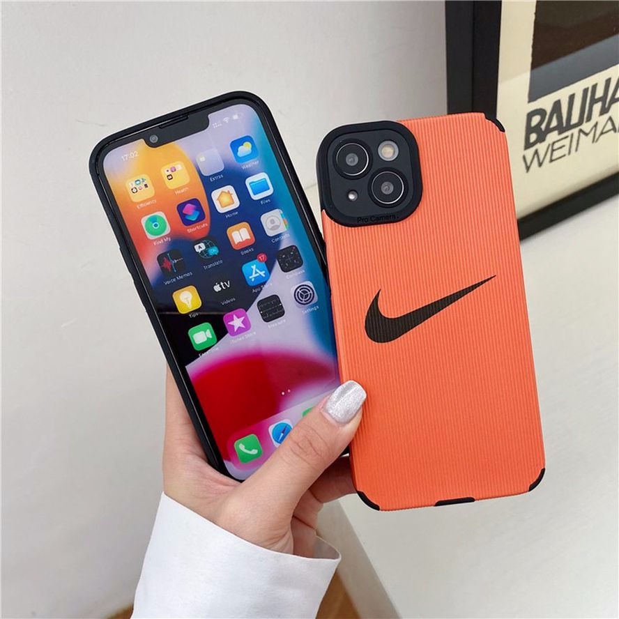 Ốp điện thoại chống sốc màu cam/ màu đen bảo vệ camera thích hợp cho iPhone 13 12 11