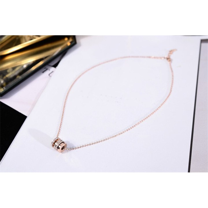 DÂY CHUYỀN TITAN ỐNG TRÒN ĐÍNH ĐÁ TN141 siêu đẹp, bền màu, chuẩn thời trang