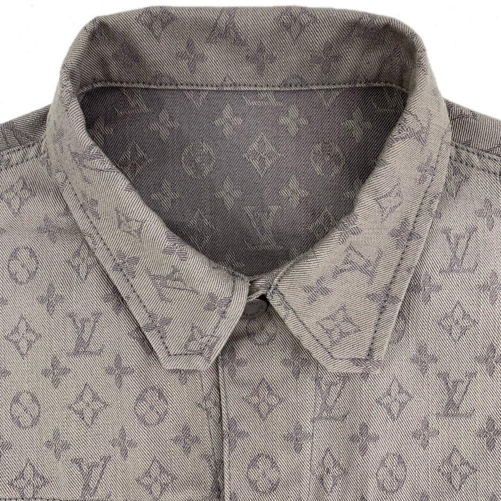 Áo khoác denim jacquard in đầy đủ logo Louis Vuitton LV cao cấp