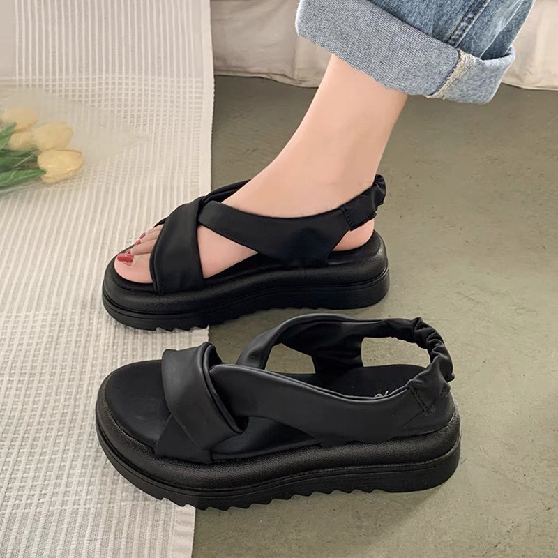 ( 2 màu) Giày sandal nữ ẢNH+VIDEO THẬT dép quai hậu đế răng cưa CHUN