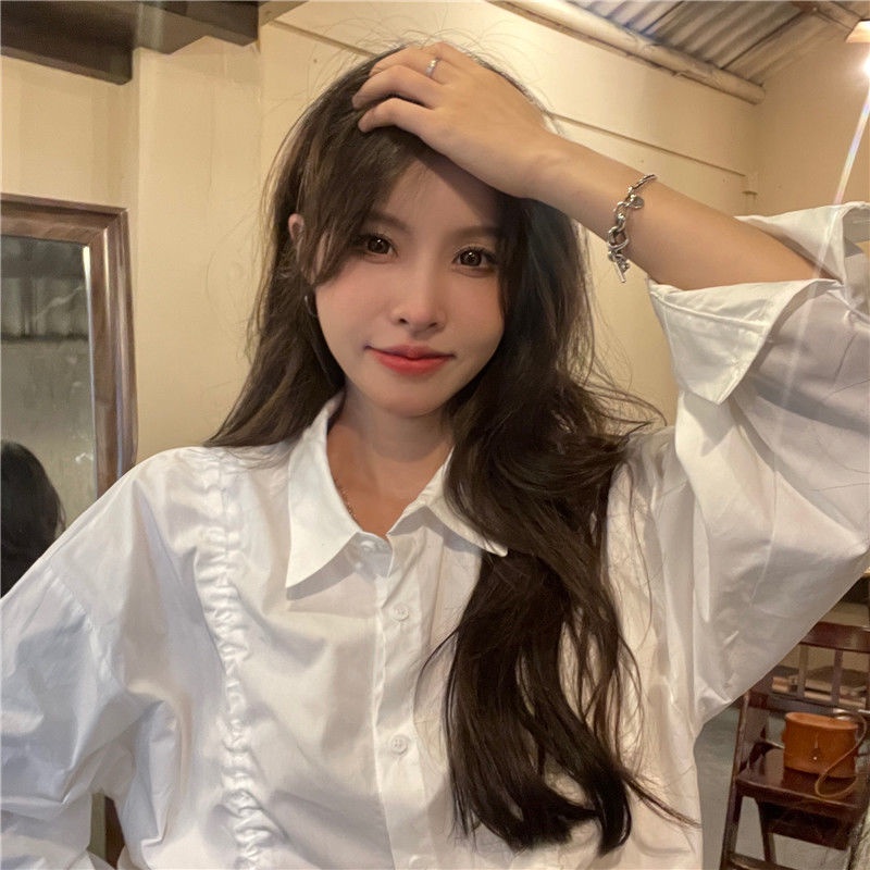 Áo Sơ Mi Tay Dài Dáng Ôm Có Dây Rút Thời Trang Hàn Quốc Dành Cho Nữ