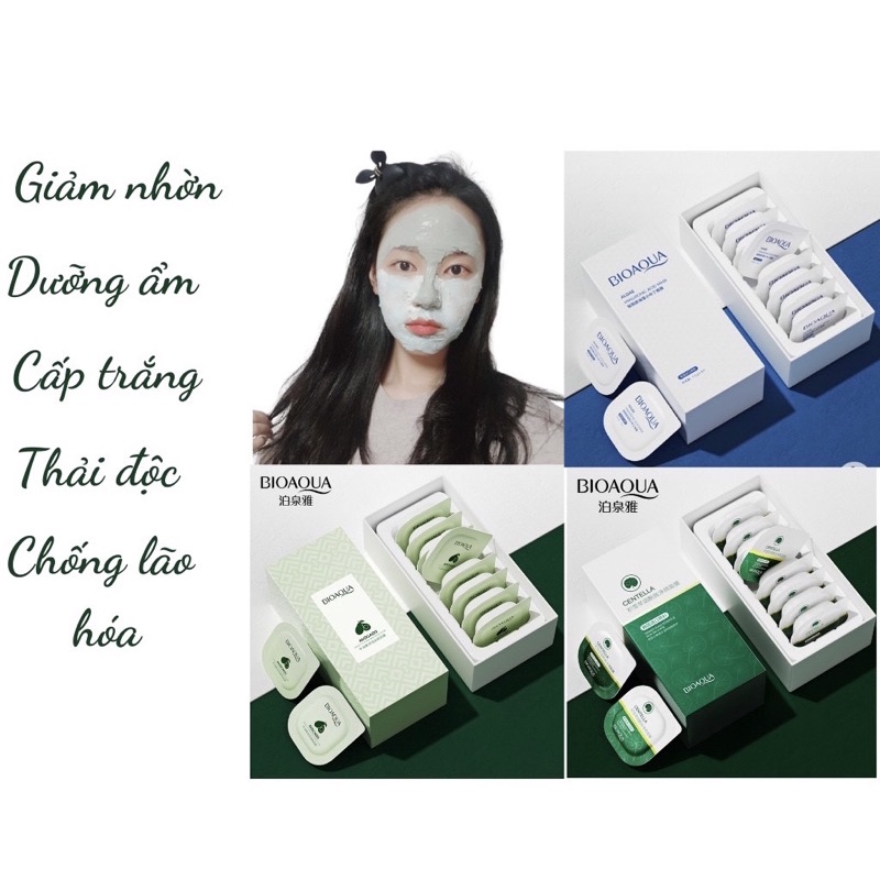 Hộp 8 Hũ mặt nạ bùn Bioaqua chiết xuất Bơ - Mật ong - Hyaluronic Acid - Làm sạch sâu, dưỡng ẩm da