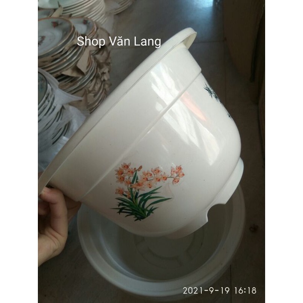 Chậu Nhựa Hoa Văn Trồng Cây 25cm x 17cm - Loại Đẹp