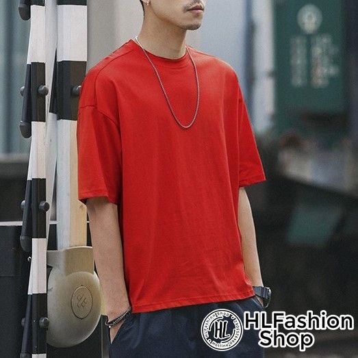 Áo thun trơn tay lỡ 8 màu form rộng, áo nam HLFashion