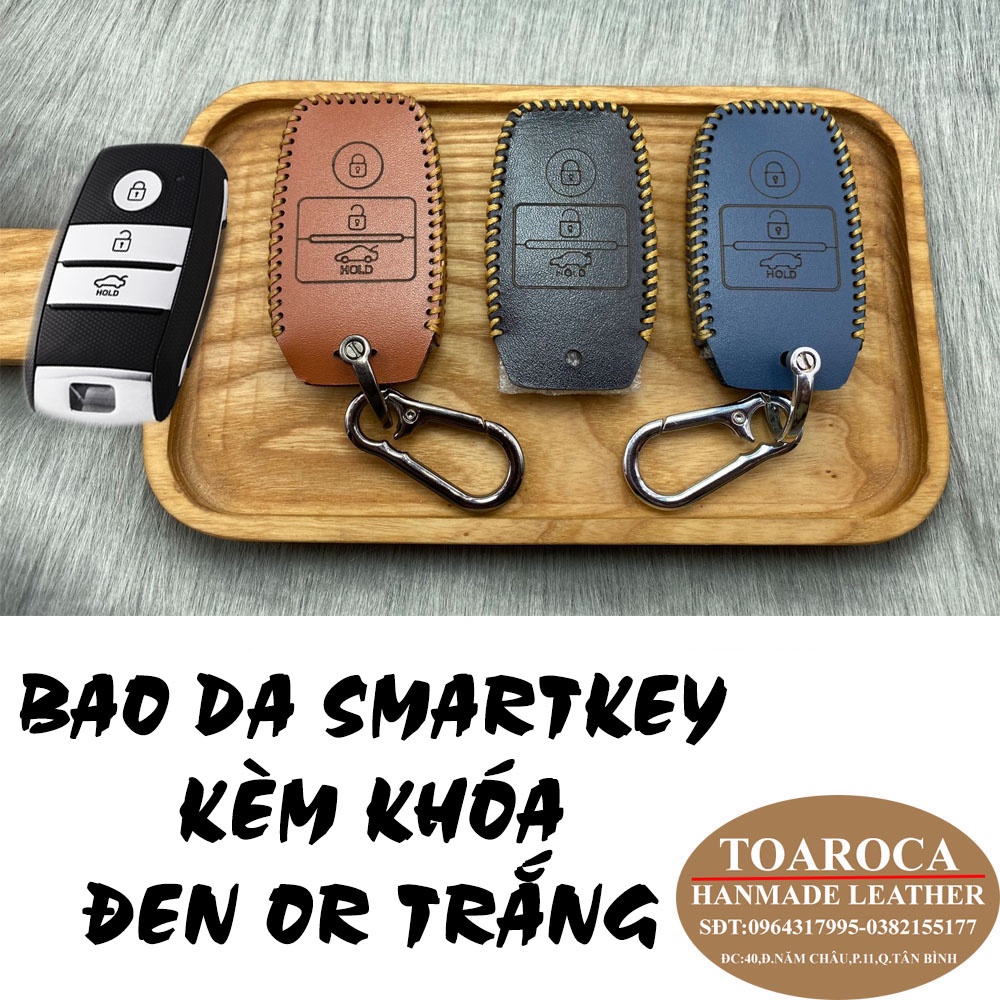 Bao Da Chìa Khóa Smartkey Ô Tô Kia Morning 2021,Kia Seltos,Soluto,K3, Cerato 14-18, Sorento(loại 3 nút) Da Bò,Hanmade