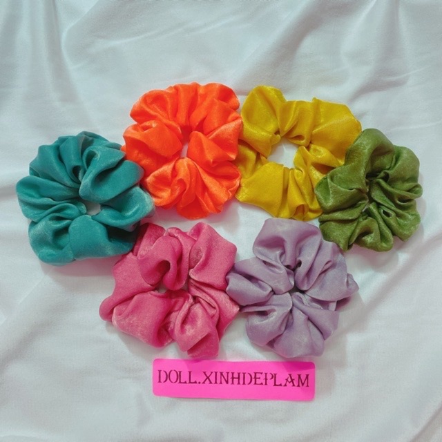 SCRUNCHIES Cột tóc voan lụa tơ óng ánh size siêu to