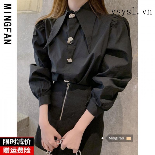 Áo Sơ Mi Kiểu Hàn Quốc Cổ Nhọn Thời Trang Xuân Thu 2021 Cho Nữ