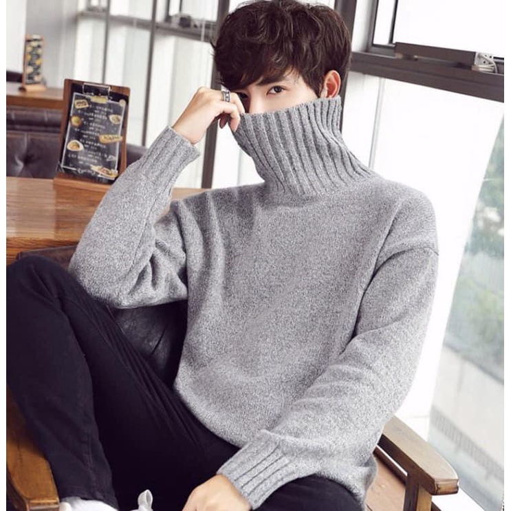 Áo len nam cổ lọ, len cao cổ cotton, co giãn nhẹ, mặc thoải mái - PANDO