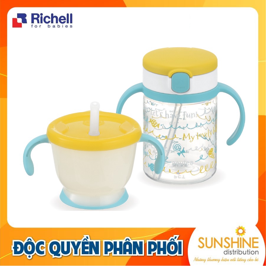 Bộ cốc tập uống và bình ống hút Richell